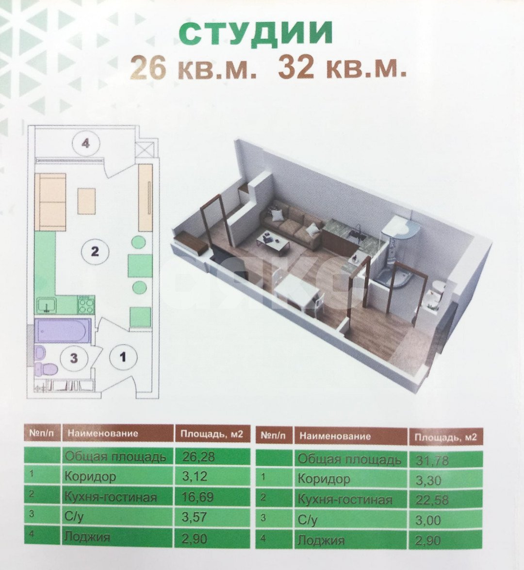 Фото №17: Студия 28&nbsp;м², 16/19&nbsp;эт. - Анапа, мкр. жилой комплекс Трио-комфорт, ул. Рождественская, 55к1