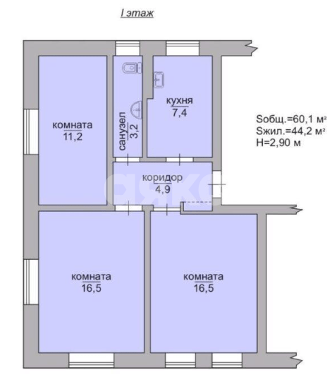 Фото №20: 3-комнатная квартира 60&nbsp;м², 1/2&nbsp;эт. - Мелитополь, р. Новый Мелитополь, ул. Зиндельса, 11