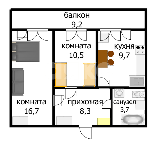 Фото №22: 2-комнатная квартира 48&nbsp;м², 3/5&nbsp;эт. - Супсех, ул. Горького, 7А