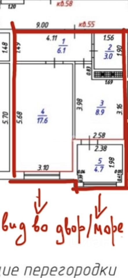 Фото №6: 1-комнатная квартира 40&nbsp;м², 10/16&nbsp;эт. - Анапа, Горгиппия, ЖК Горгиппия Морская, мкр. жилой дом На Адмирала Пустошкина, ул. Ленина, 190к2
