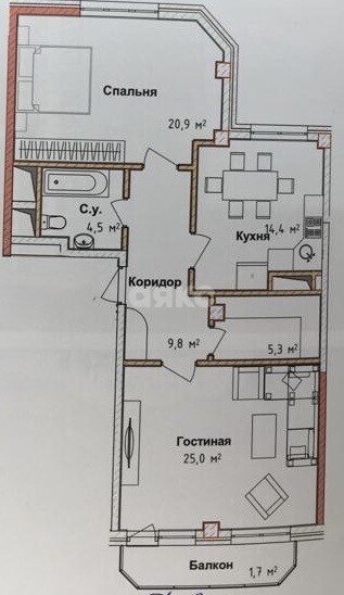 Фото №31: 2-комнатная квартира 82&nbsp;м², 11/15&nbsp;эт. - Майкоп, мкр. Центр, ул. Советская, 219