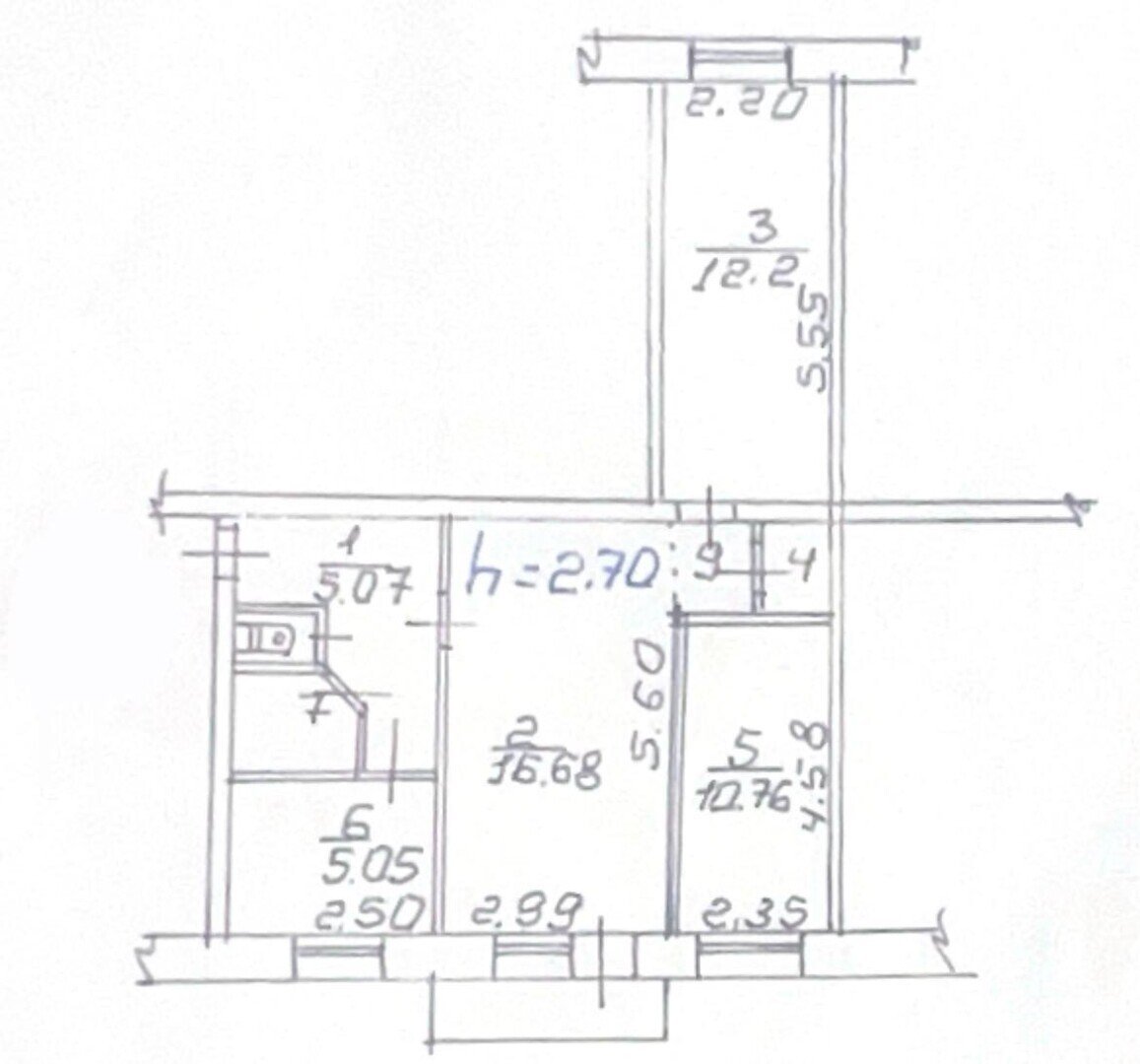 Фото №10: 3-комнатная квартира 55&nbsp;м², 5/5&nbsp;эт. - Мариуполь, р. Ильичёвский, пр-кт Металлургов, 221