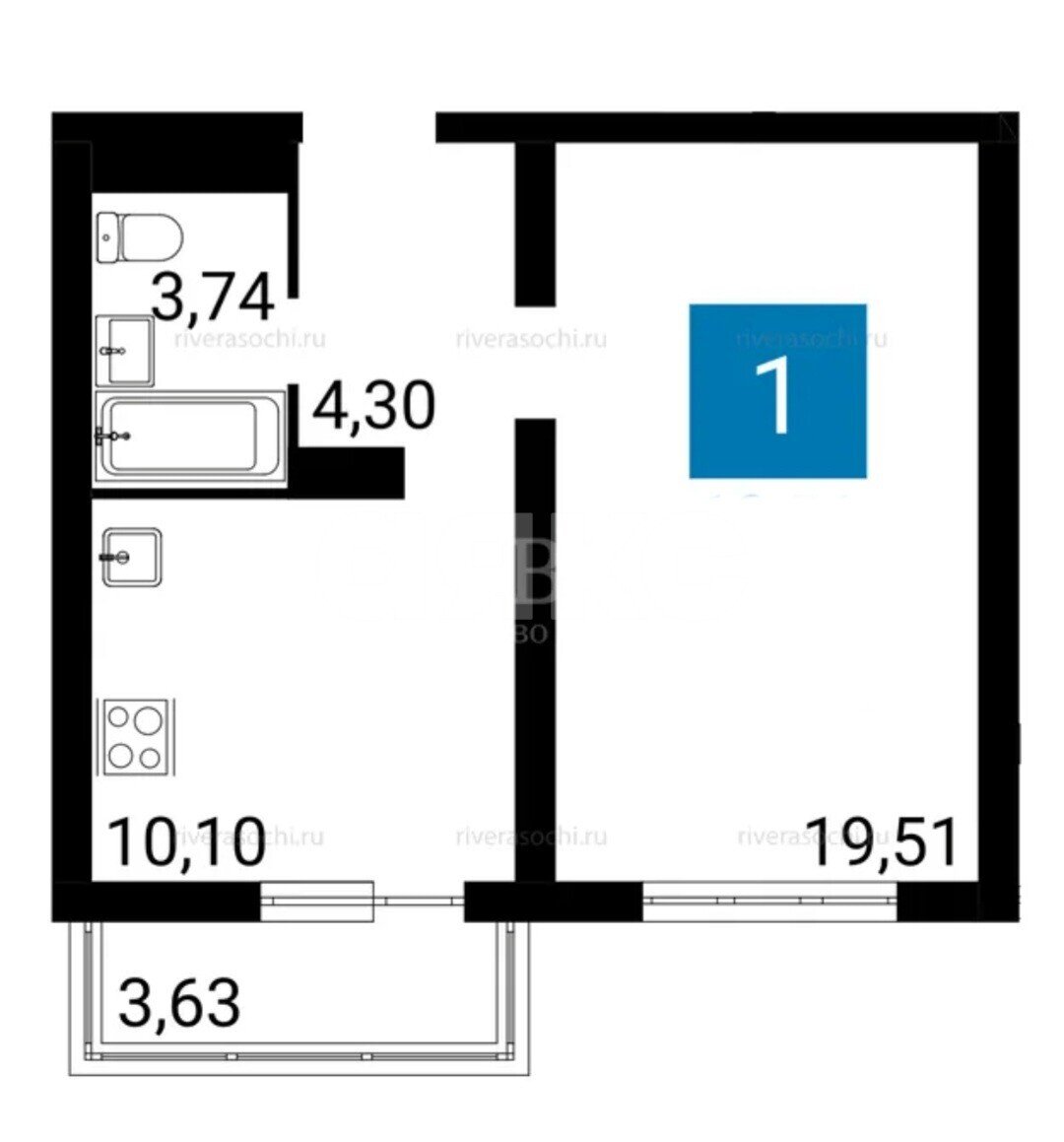 Фото №31: 1-комнатная квартира 39&nbsp;м², 3/16&nbsp;эт. - Анапа, Горгиппия, мкр. ЖК Горгиппия, ул. Адмирала Пустошкина, 22с1