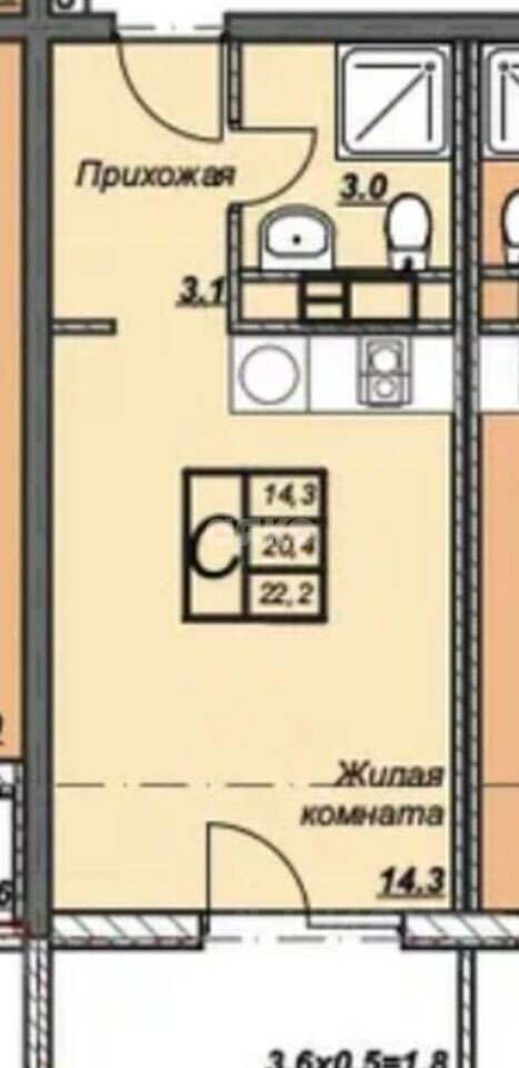 Фото №6: Студия 24&nbsp;м², 6/15&nbsp;эт. - Анапа, 3Б, мкр. жилой комплекс Триумф, ул. Владимирская, 142