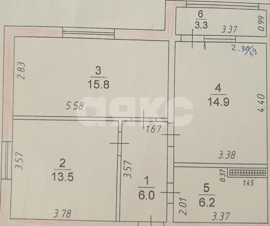 Фото №13: 2-комнатная квартира 56&nbsp;м², 11/16&nbsp;эт. - Анапа, 3А, мкр. ЖК Уютный, ул. Владимирская, 108к3