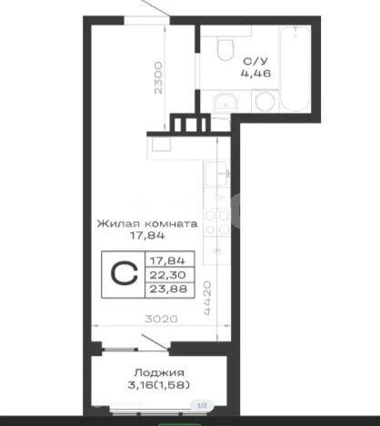 Фото №5: Студия 23&nbsp;м², 2/9&nbsp;эт. - Кропоткин, ул. Красная