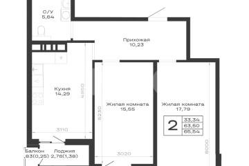 Фото №1: 2-комнатная квартира 65&nbsp;м², 7/9&nbsp;эт. - Кропоткин, ул. Красная