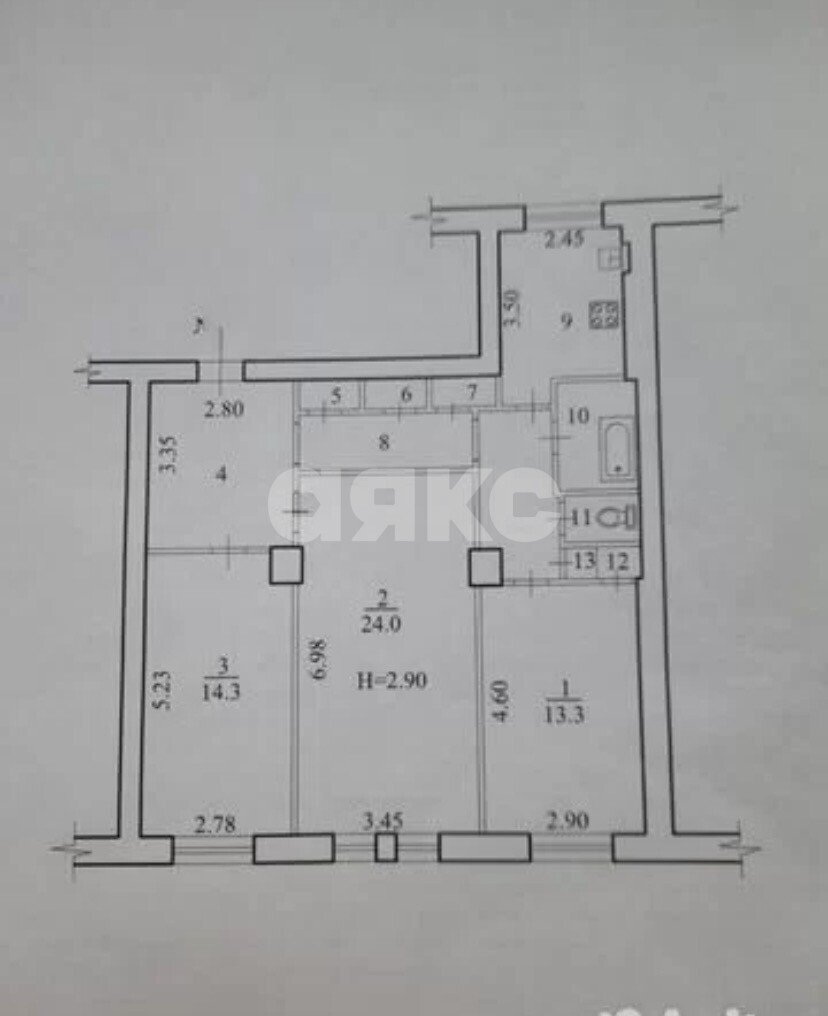 Фото №2: 3-комнатная квартира 84&nbsp;м², 1/4&nbsp;эт. - Волгоград, р. Тракторозаводский, ул. Борьбы, 3
