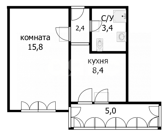 Фото №12: Апартаменты 35&nbsp;м², 4/7&nbsp;эт. - Анапа, пр-кт Пионерский, 100Вк2