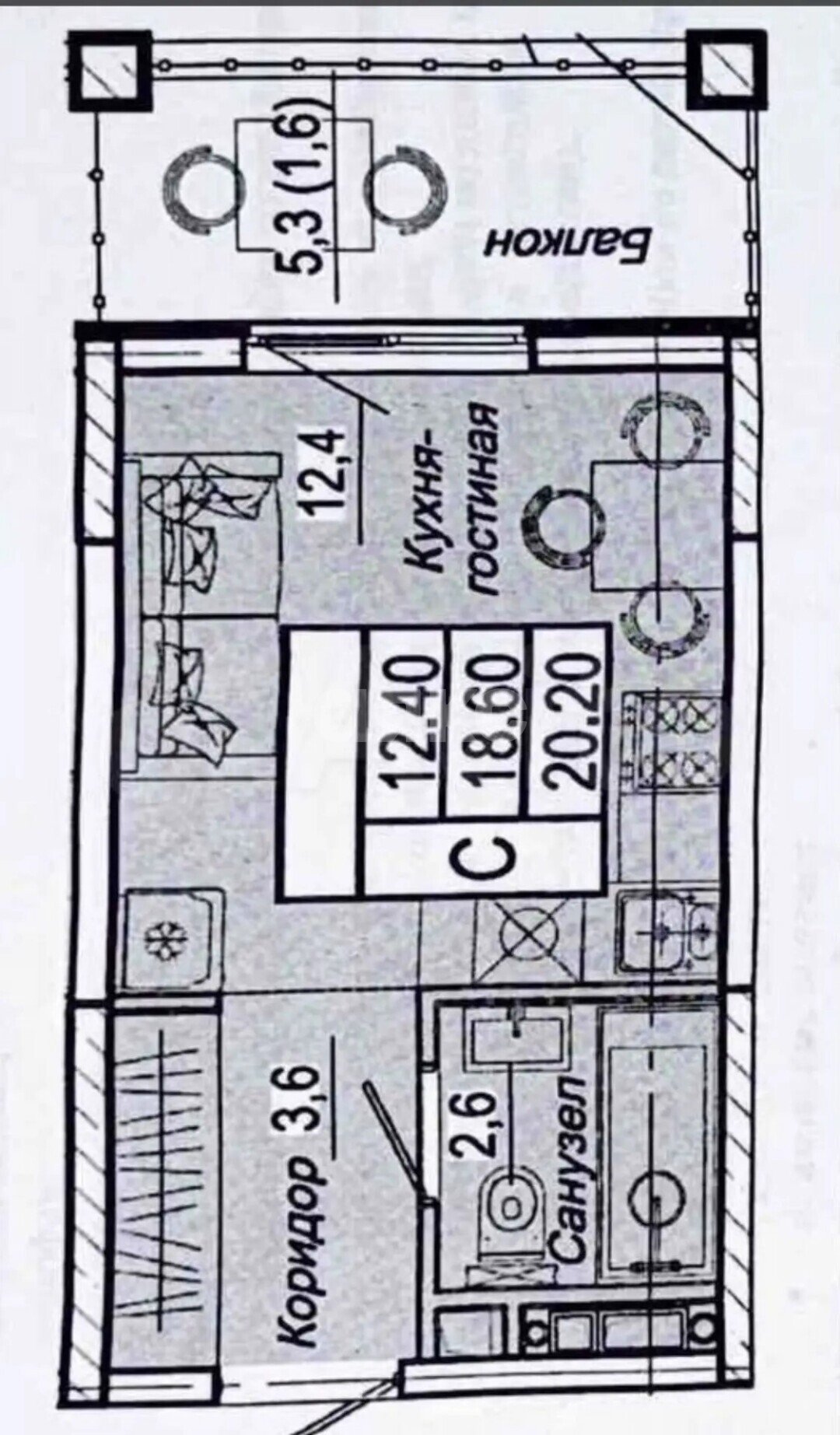 Фото №14: Студия 20&nbsp;м², 3/5&nbsp;эт. - Сукко, мкр. жилой комплекс Холидей Хаус, ул. Мирная, 9к2