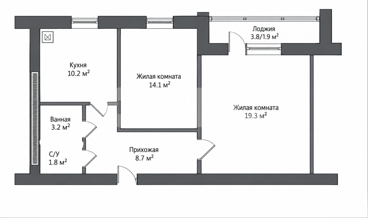 Фото №7: 2-комнатная квартира 59&nbsp;м², 4/10&nbsp;эт. - Луганск, Ленинский, мкр. городок Острая Могила, ул. Генерала Лашина, 186
