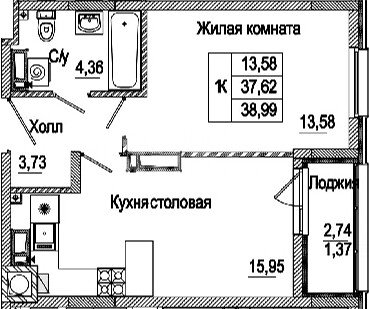 Фото №10: 1-комнатная квартира 38&nbsp;м², 8/10&nbsp;эт. - Батайск, мкр. жилой комплекс Пальмира 2.0, ул. Ушинского, 29Ак2