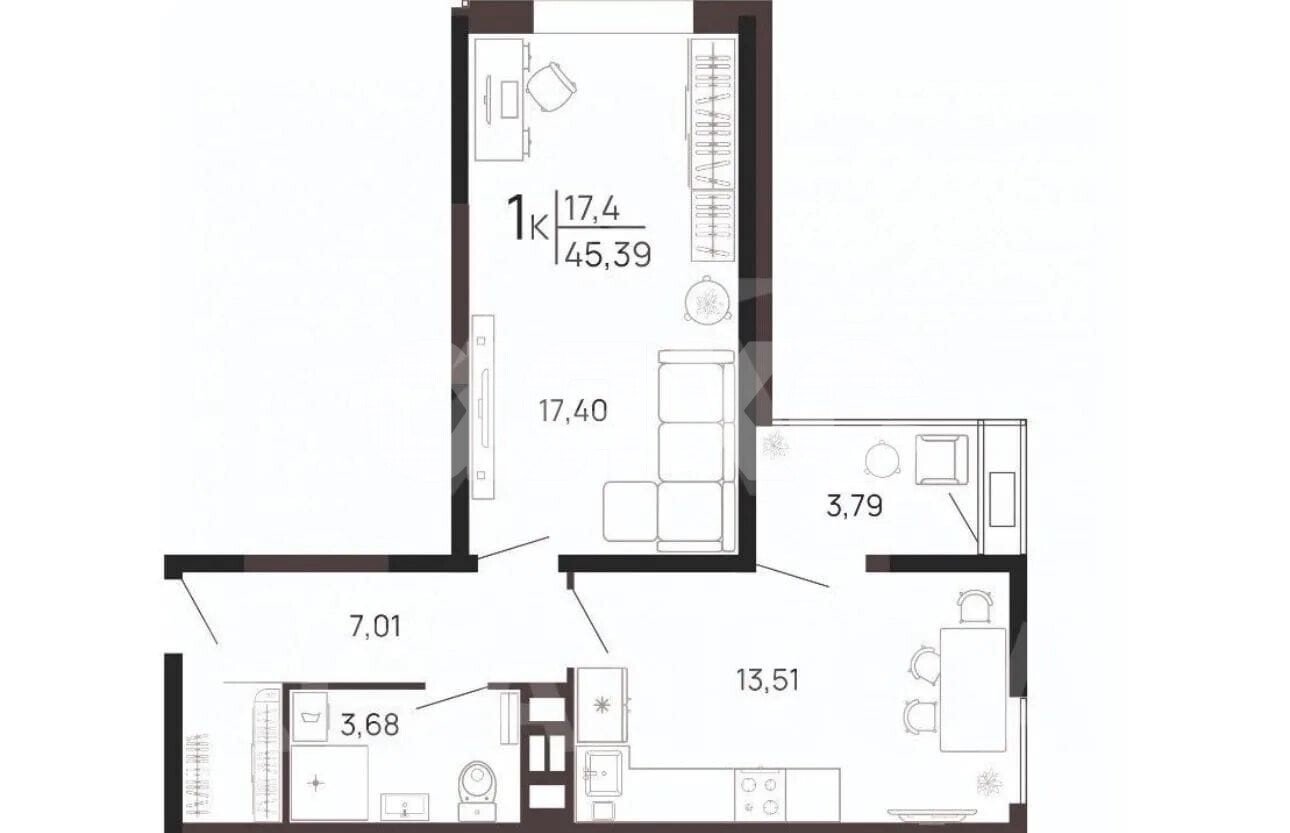Фото №33: 1-комнатная квартира 45&nbsp;м², 16/17&nbsp;эт. - Анапа, Парковый, мкр. жилой комплекс Парковый, ул. Парковая, 79к2