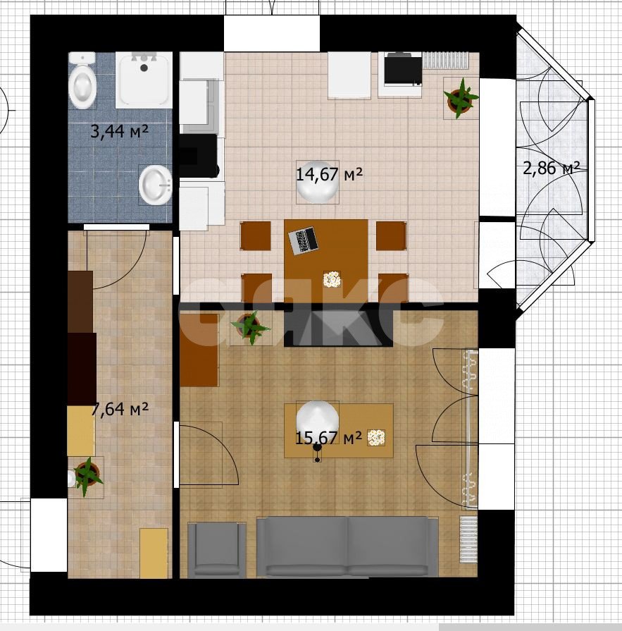 Фото №23: 1-комнатная квартира 37&nbsp;м², 1/5&nbsp;эт. - Анапа, ул. Промышленная, 1