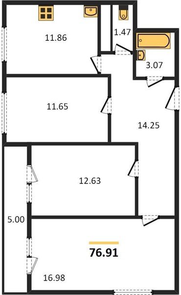 Фото №1: 3-комнатная квартира 76&nbsp;м², 17/24&nbsp;эт. - Краснодар, Карасунский внутригородской округ, Черёмушки, мкр. ЖК Рекорд, ул. Новороссийская, 90/2к2