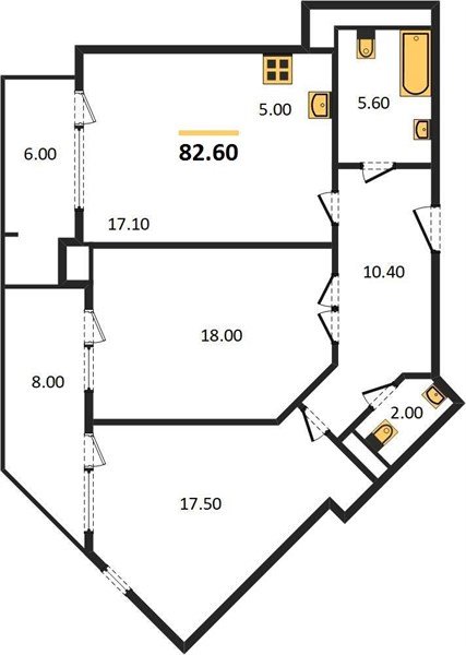 Фото №1: 2-комнатная квартира 82&nbsp;м², 3/15&nbsp;эт. - Краснодар, Прикубанский внутригородской округ, Завод Измерительных Приборов, мкр. ЖК Девелопмент Плаза, ул. имени 40-летия Победы, 33Г