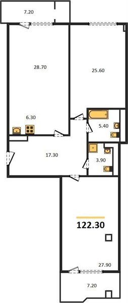 Фото №1: 2-комнатная квартира 122&nbsp;м², 7/15&nbsp;эт. - Краснодар, Прикубанский внутригородской округ, Завод Измерительных Приборов, мкр. ЖК Девелопмент Плаза, ул. имени 40-летия Победы, 33Г