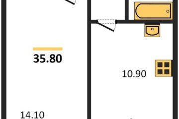 Фото №1: 1-комнатная квартира 35 м², 5/5 эт. - Новая Адыгея, мкр. жилой комплекс Дарград, ул. Тургеневское шоссе, 33/3к21