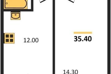 Фото №1: 1-комнатная квартира 35 м², 5/5 эт. - Новая Адыгея, мкр. жилой комплекс Дарград, ул. Тургеневское шоссе, 33/3к22