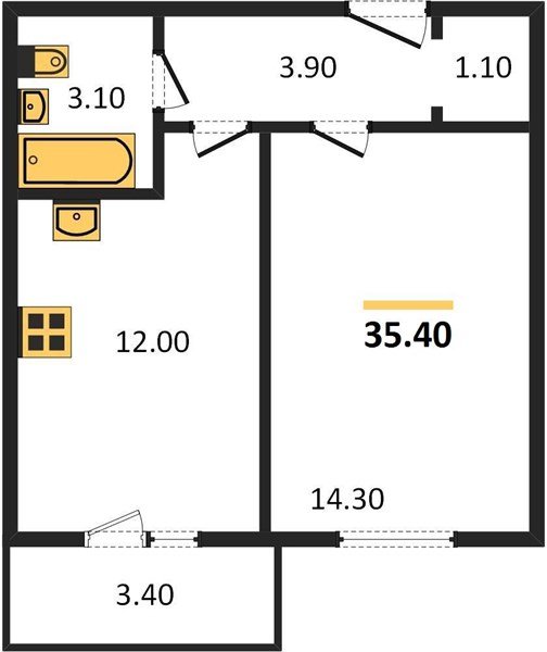 Фото №1: 1-комнатная квартира 35&nbsp;м², 5/5&nbsp;эт. - Новая Адыгея, мкр. жилой комплекс Дарград, ул. Тургеневское шоссе, 33/3к22