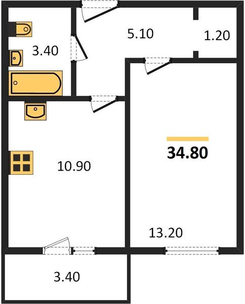 Фото №1: 1-комнатная квартира 34&nbsp;м², 4/5&nbsp;эт. - Новая Адыгея, мкр. жилой комплекс Дарград, ул. Тургеневское шоссе, 33/3к22