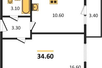 Фото №1: 1-комнатная квартира 34 м², 5/5 эт. - Новая Адыгея, мкр. жилой комплекс Дарград, ул. Тургеневское шоссе, 33/2к23