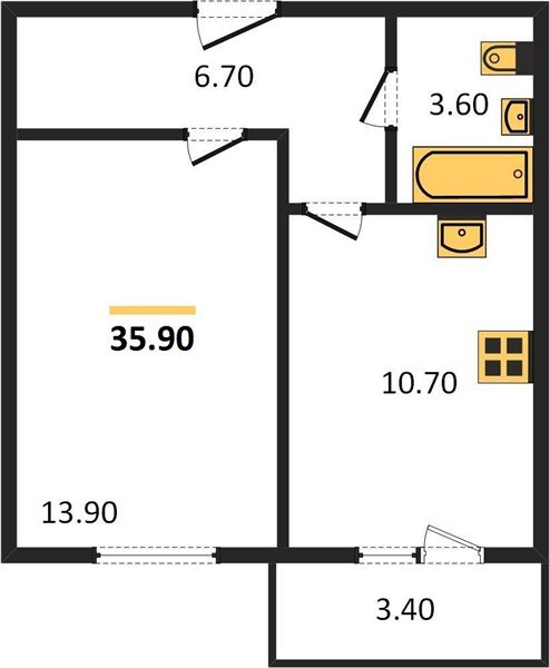 Фото №1: 1-комнатная квартира 35&nbsp;м², 5/5&nbsp;эт. - Новая Адыгея, мкр. жилой комплекс Дарград, ул. Тургеневское шоссе, 33/2к25