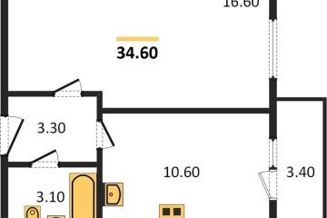 Фото №1: 1-комнатная квартира 34 м², 5/5 эт. - Новая Адыгея, мкр. жилой комплекс Дарград, ул. Тургеневское шоссе, 33/2к25