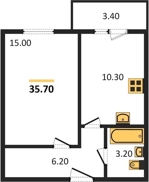 Фото №1: 1-комнатная квартира 35&nbsp;м², 5/5&nbsp;эт. - Новая Адыгея, мкр. жилой комплекс Дарград, ул. Тургеневское шоссе, 33/2к31