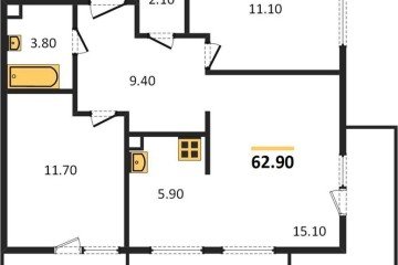 Фото №1: 2-комнатная квартира 64 м², 1/22 эт. - Краснодар, мкр. жилой комплекс Отражение, ул. Конгрессная, 41к1