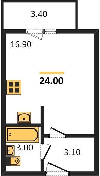 Фото №1: Студия 23&nbsp;м², 3/5&nbsp;эт. - Новая Адыгея, мкр. жилой комплекс Дарград, ул. Тургеневское шоссе, 33/2к33