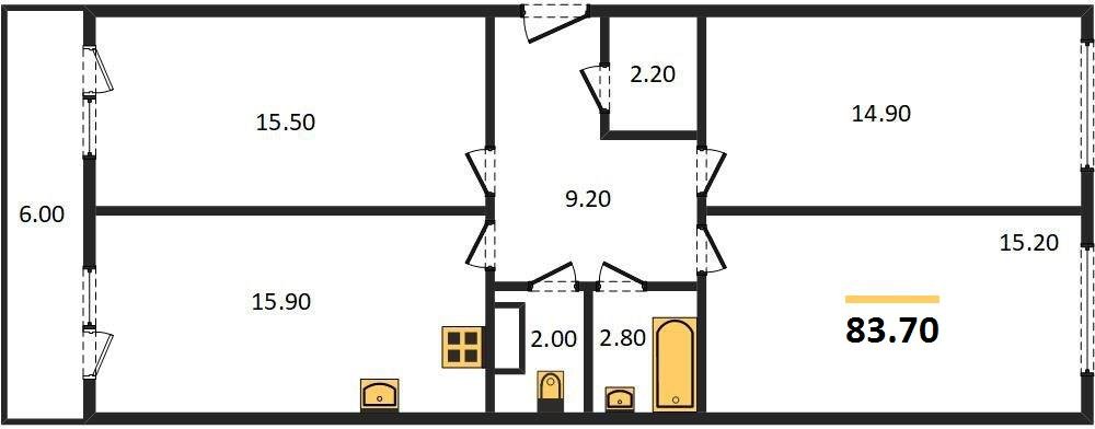 Фото №1: 3-комнатная квартира 83&nbsp;м², 3/16&nbsp;эт. - Краснодар, Прикубанский внутригородской округ, мкр. жилой комплекс Самолёт-4, ул. Константина Гондаря, 103