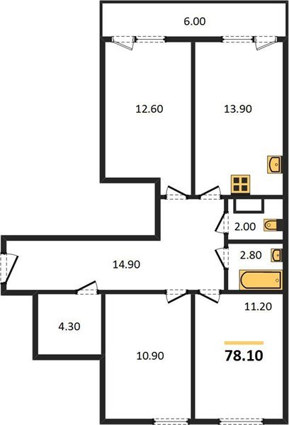 Фото №1: 3-комнатная квартира 78&nbsp;м², 5/16&nbsp;эт. - Краснодар, Прикубанский внутригородской округ, мкр. жилой комплекс Самолёт-4, ул. Ивана Беличенко, 95к1
