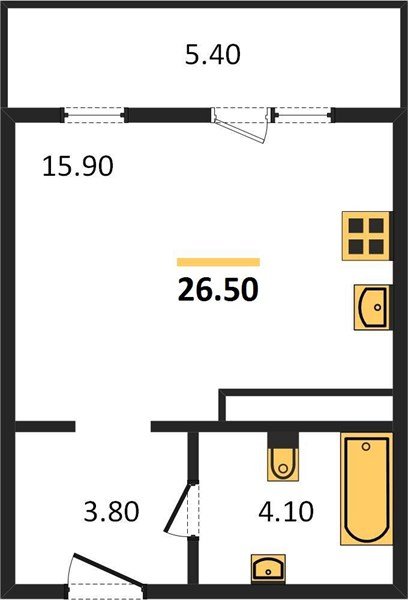 Фото №1: Студия 26&nbsp;м², 15/24&nbsp;эт. - Краснодар, Центральный внутригородской округ, Табачная Фабрика, мкр. ЖК Все Свои Вип, ул. Колхозная, 5/2