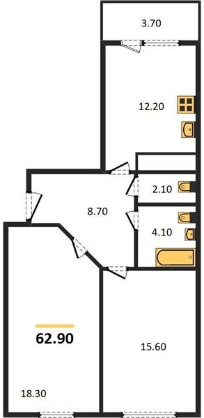 Фото №1: 2-комнатная квартира 62&nbsp;м², 21/24&nbsp;эт. - Краснодар, Центральный внутригородской округ, Табачная Фабрика, мкр. ЖК Все Свои Вип, ул. Колхозная, 5/2