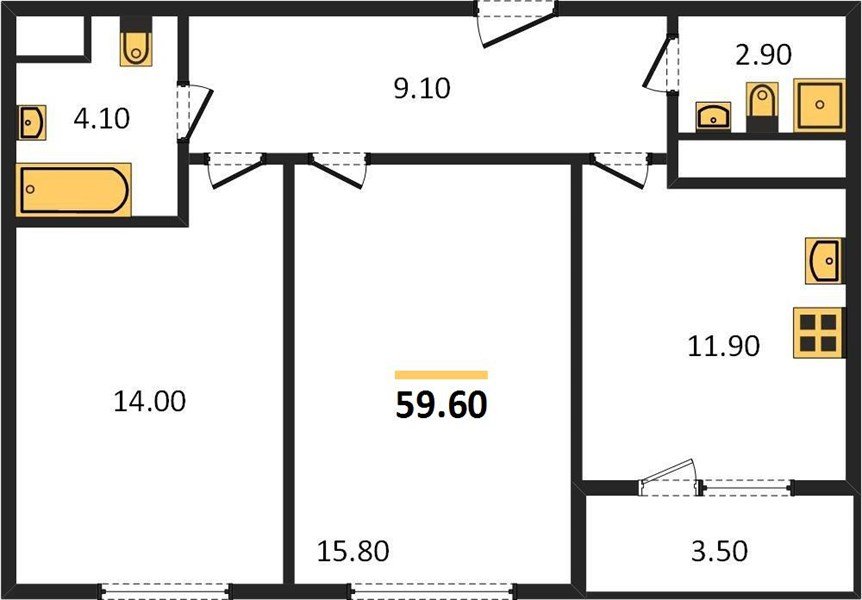 Фото №1: 2-комнатная квартира 59&nbsp;м², 8/24&nbsp;эт. - Краснодар, Центральный внутригородской округ, Табачная Фабрика, мкр. ЖК Все Свои Вип, ул. Колхозная, 5/2