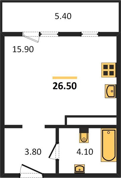 Фото №1: Студия 26&nbsp;м², 20/24&nbsp;эт. - Краснодар, Центральный внутригородской округ, Табачная Фабрика, мкр. ЖК Все Свои Вип, ул. Колхозная, 5/2