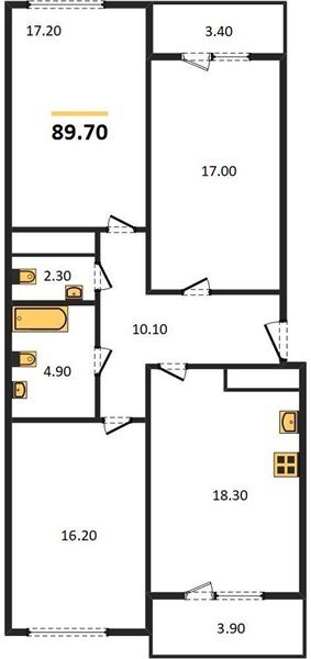Фото №1: 3-комнатная квартира 88&nbsp;м², 12/24&nbsp;эт. - Краснодар, Центральный внутригородской округ, Табачная Фабрика, мкр. ЖК Все Свои Вип, ул. Колхозная, 5/2