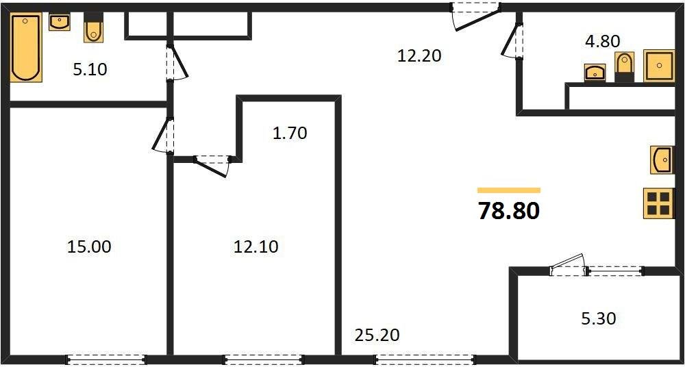 Фото №1: 2-комнатная квартира 78&nbsp;м², 24/24&nbsp;эт. - Краснодар, Центральный внутригородской округ, Табачная Фабрика, мкр. ЖК Все Свои Вип, ул. Колхозная, 5/2