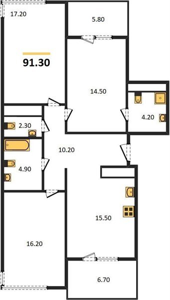 Фото №1: 3-комнатная квартира 91&nbsp;м², 24/24&nbsp;эт. - Краснодар, Центральный внутригородской округ, Табачная Фабрика, мкр. ЖК Все Свои Вип, ул. Колхозная, 5/2