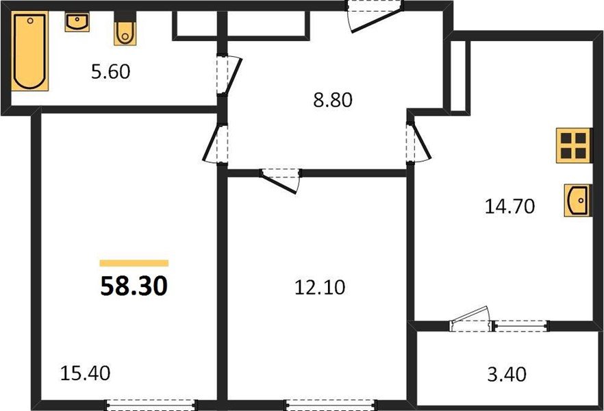 Фото №1: 2-комнатная квартира 58&nbsp;м², 23/24&nbsp;эт. - Краснодар, Центральный внутригородской округ, Табачная Фабрика, мкр. ЖК Все Свои Вип, ул. Колхозная, 5/2