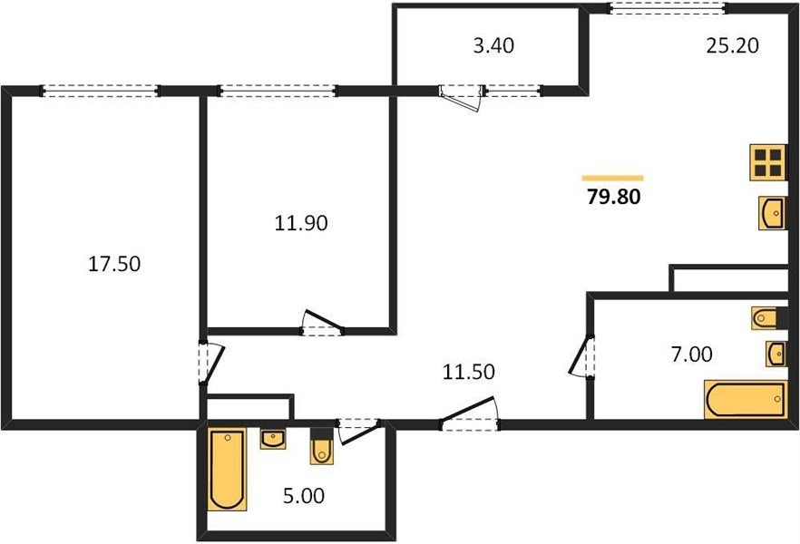 Фото №1: 2-комнатная квартира 78&nbsp;м², 23/24&nbsp;эт. - Краснодар, Центральный внутригородской округ, Табачная Фабрика, мкр. ЖК Все Свои Вип, ул. Колхозная, 5/2