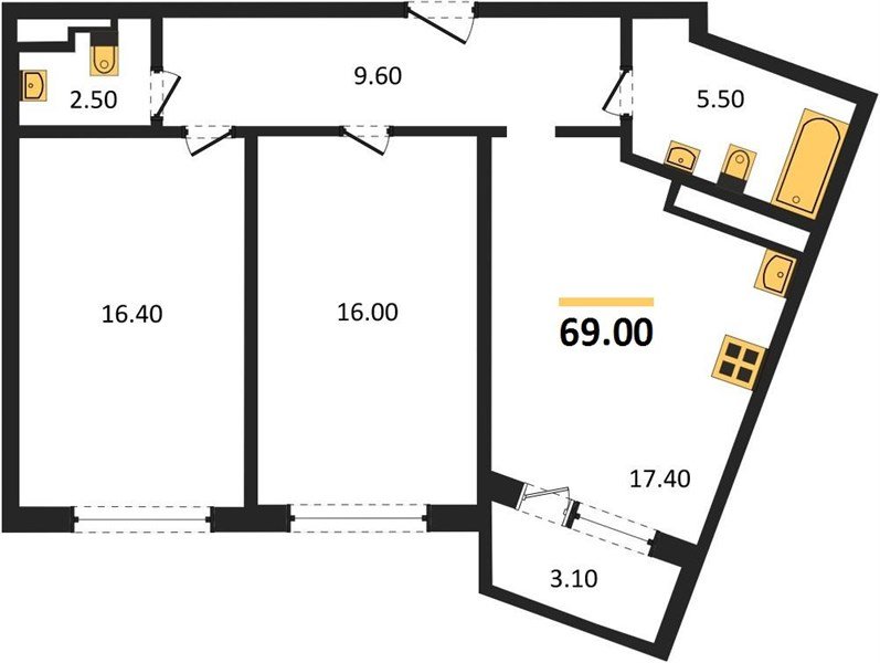 Фото №1: 2-комнатная квартира 68&nbsp;м², 19/24&nbsp;эт. - Краснодар, Центральный внутригородской округ, Табачная Фабрика, мкр. ЖК Все Свои Вип, ул. Колхозная, 5/2к1