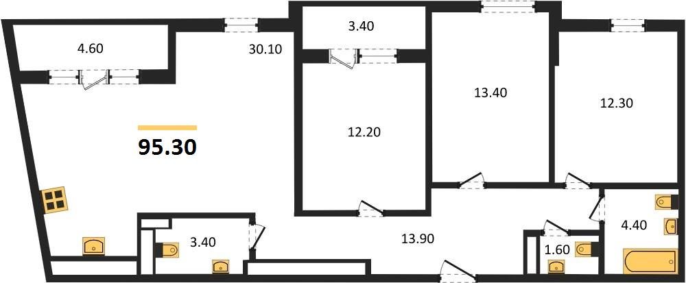 Фото №1: 3-комнатная квартира 94&nbsp;м², 23/24&nbsp;эт. - Краснодар, Центральный внутригородской округ, Табачная Фабрика, мкр. ЖК Все Свои Вип, ул. Колхозная, 5/2к1