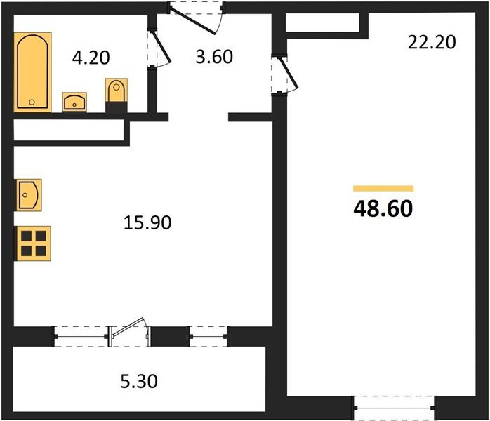 Фото №1: 1-комнатная квартира 47&nbsp;м², 3/24&nbsp;эт. - Краснодар, Центральный внутригородской округ, Табачная Фабрика, мкр. ЖК Все Свои Вип, ул. Колхозная, 5/2к1
