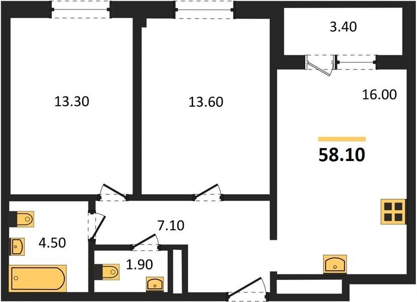 Фото №1: 2-комнатная квартира 58&nbsp;м², 3/24&nbsp;эт. - Краснодар, Центральный внутригородской округ, Табачная Фабрика, мкр. ЖК Все Свои Вип, ул. Колхозная, 5/2к1