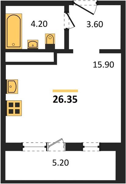 Фото №1: Студия 26&nbsp;м², 22/24&nbsp;эт. - Краснодар, Центральный внутригородской округ, Табачная Фабрика, мкр. ЖК Все Свои Вип, ул. Колхозная, 5/2к1
