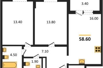 Фото №1: 2-комнатная квартира 58 м², 22/24 эт. - Краснодар, мкр. ЖК Все Свои Вип, ул. Колхозная, 5/2к1