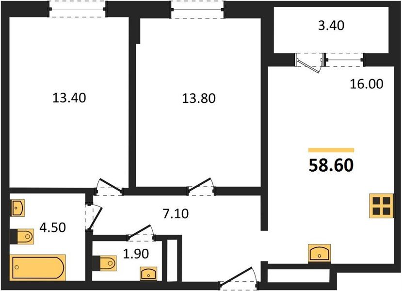 Фото №1: 2-комнатная квартира 58&nbsp;м², 22/24&nbsp;эт. - Краснодар, Центральный внутригородской округ, Табачная Фабрика, мкр. ЖК Все Свои Вип, ул. Колхозная, 5/2к1
