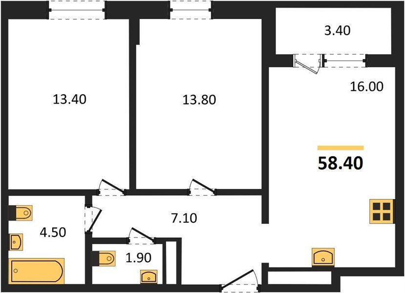 Фото №1: 2-комнатная квартира 58&nbsp;м², 19/24&nbsp;эт. - Краснодар, Центральный внутригородской округ, Табачная Фабрика, мкр. ЖК Все Свои Вип, ул. Колхозная, 5/2к1